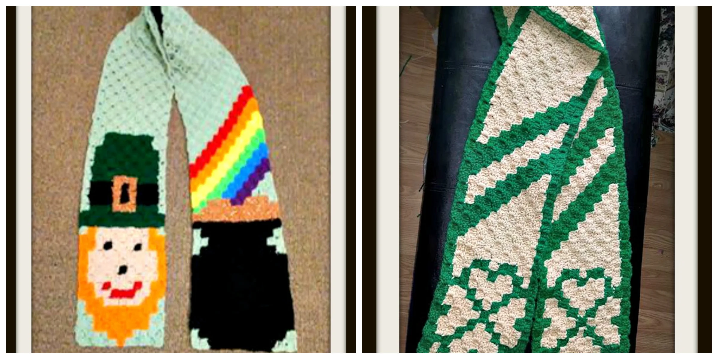 St Patricks Day Scarves, C2C Crochet Pattern