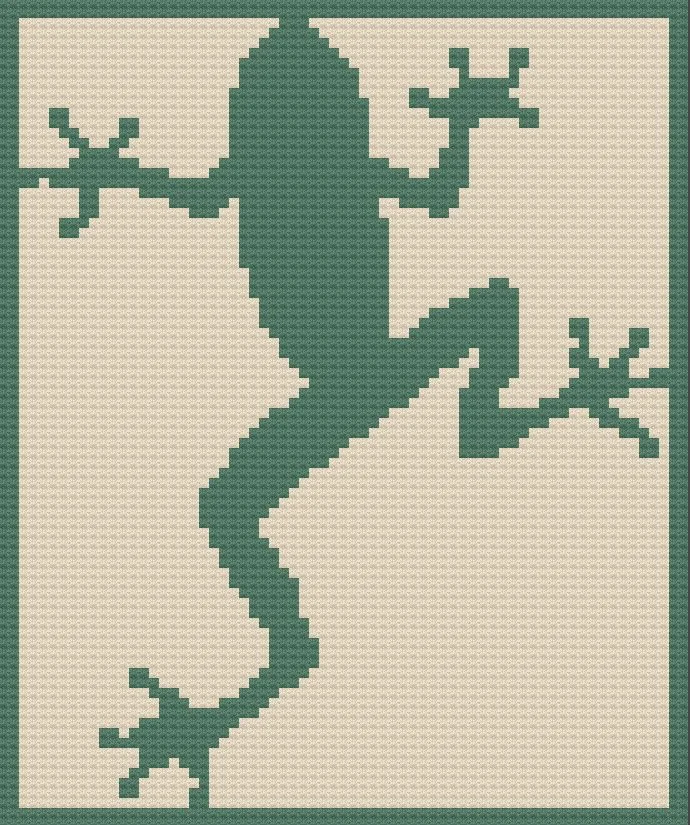 Frog Silhouette Afghan, C2C Crochet Pattern