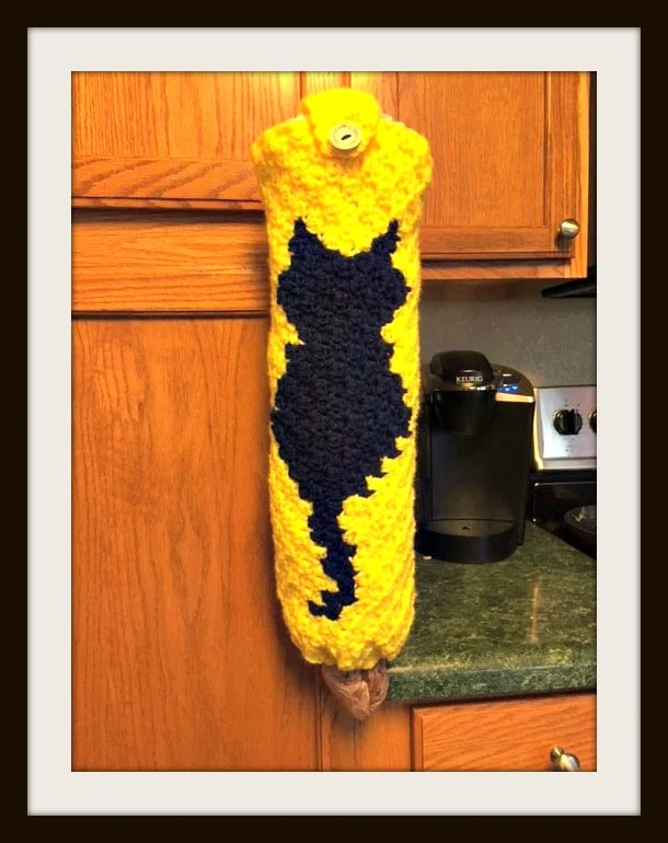 Cat Grocery Bag Holder, C2C Crochet Pattern