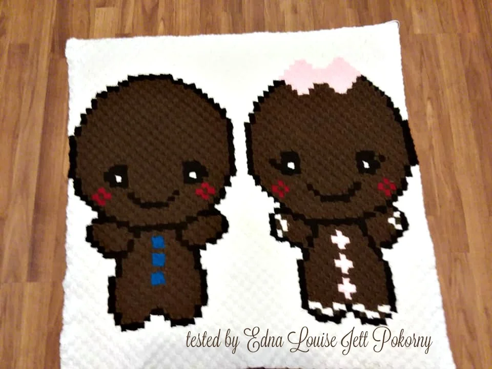 Gingerbread Kids Afghan, C2C Crochet Pattern