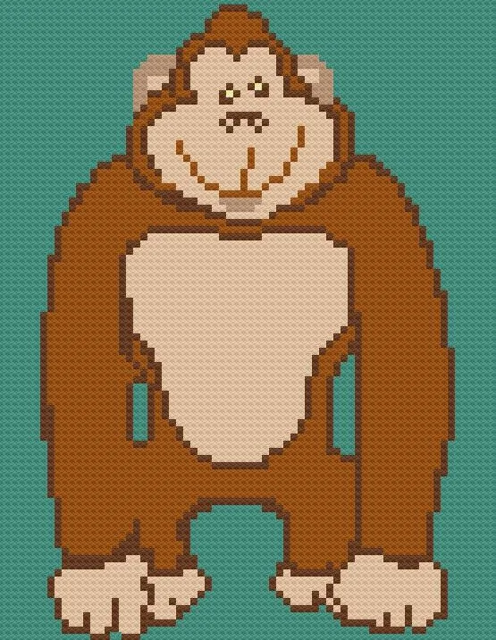 Gorilla Kids Afghan, C2C Crochet Pattern