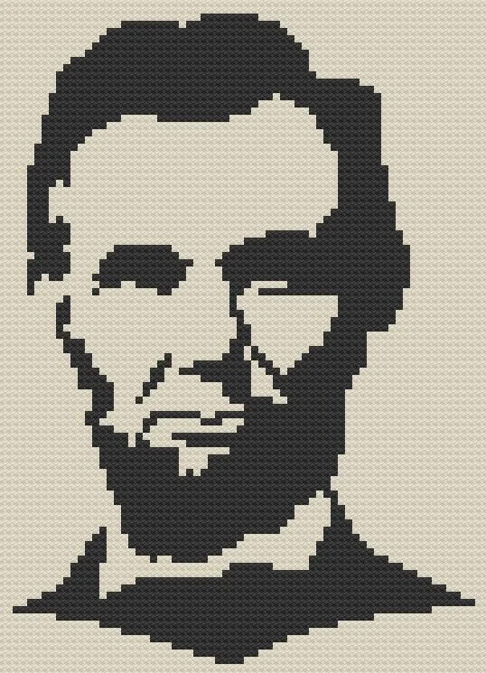 Graph image of Abe Lincoln afghan - graph simulation in beige and black to show what the afghan would look like when crocheted.  Pattern from The Crochet Couch