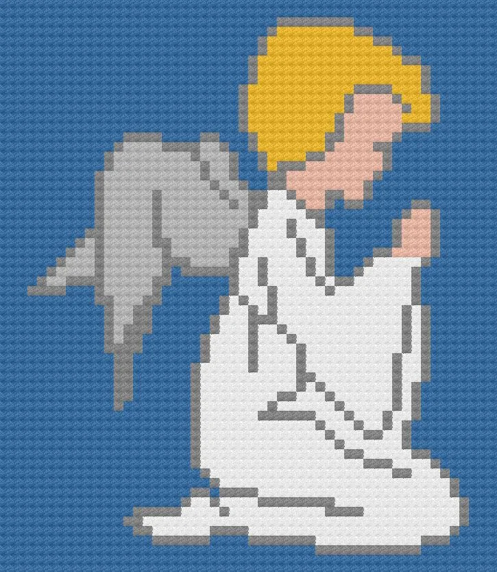 Angel Praying, Blond Hair, C2C Crochet Pattern