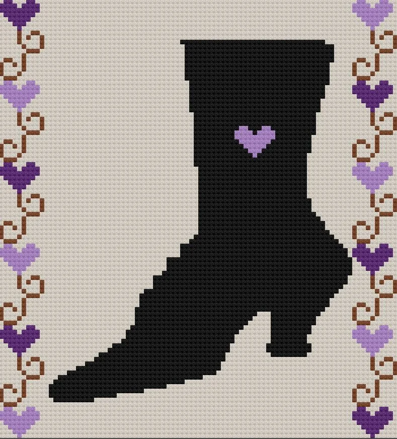 Antique Boot Afghan, Purple, C2C Crochet Pattern