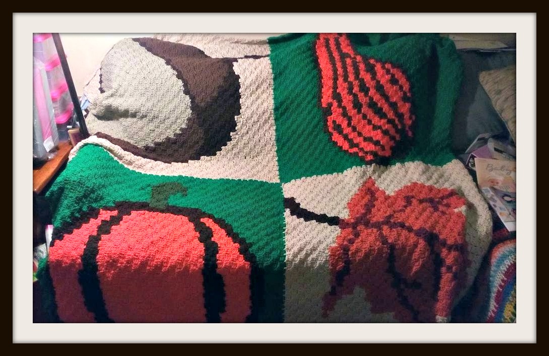 Autumn Squares Afghan, C2C Crochet Pattern