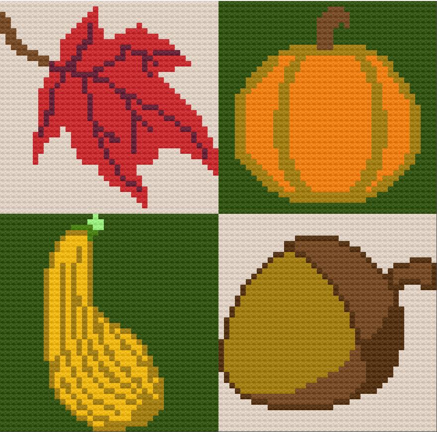 Autumn Squares Afghan, C2C Crochet Pattern