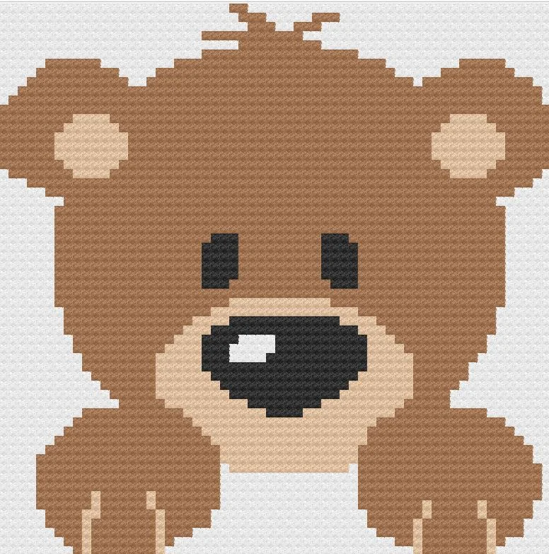 Baby Bear Afghan in Brown, C2C Crochet Pattern