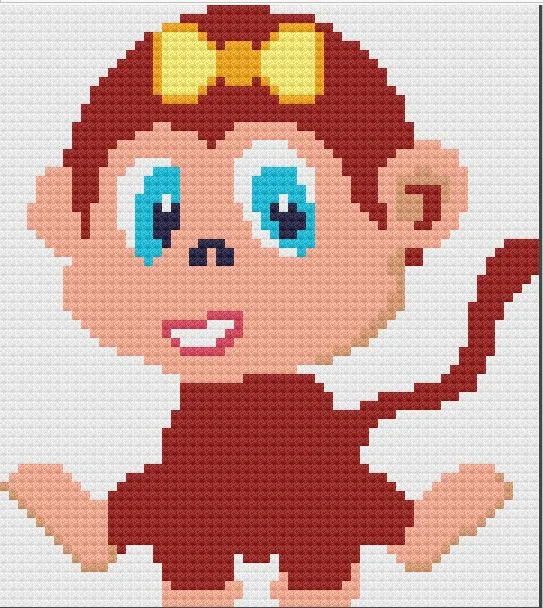 Baby Girl Monkey Afghan, C2C Crochet Pattern
