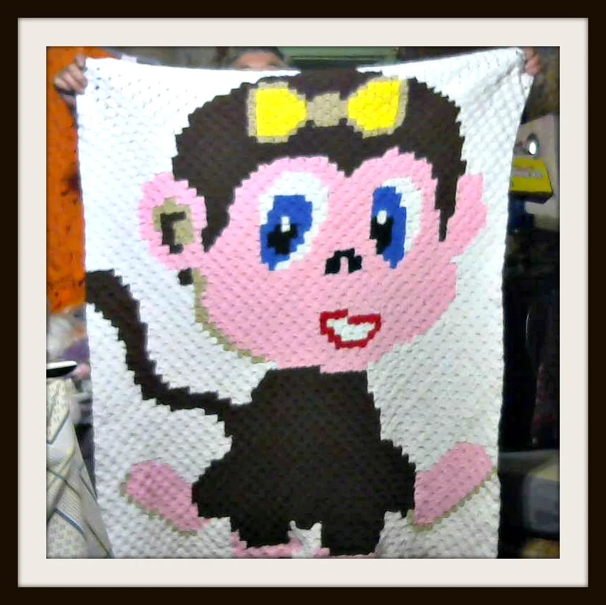 Baby Girl Monkey Afghan, C2C Crochet Pattern