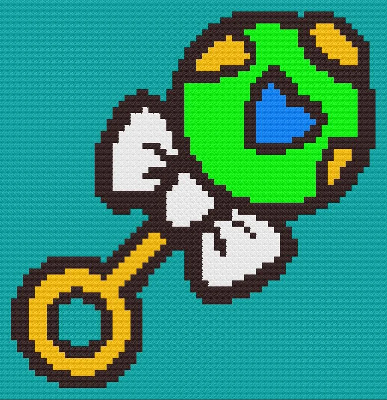 Baby Rattle in Blue Afghan, C2C Crochet Pattern