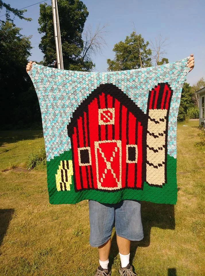 Barn Afghan, C2C Crochet Pattern