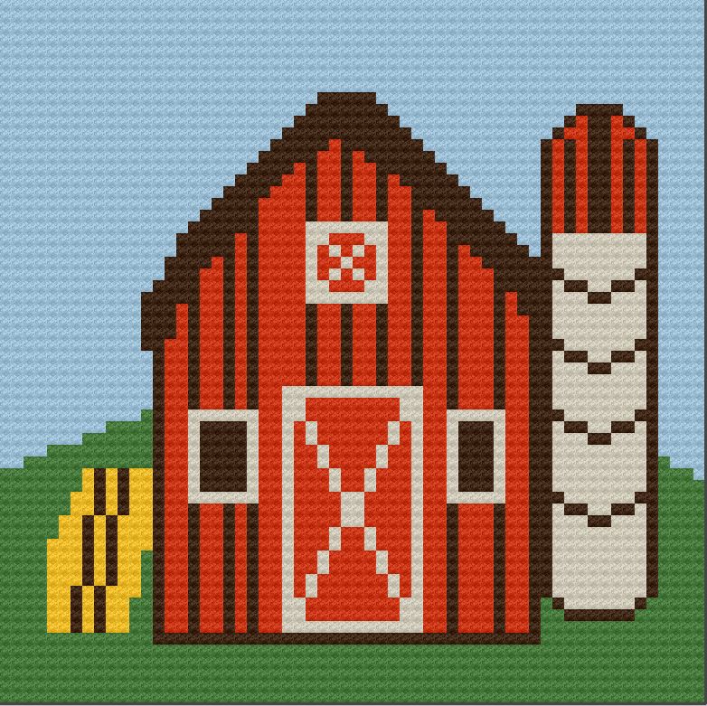 Barn Afghan, C2C Crochet Pattern