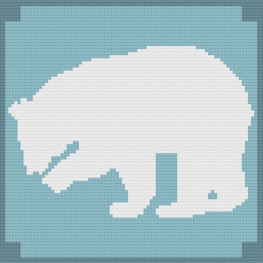 Polar Bear Silhouette Afghan, C2C Crochet Pattern