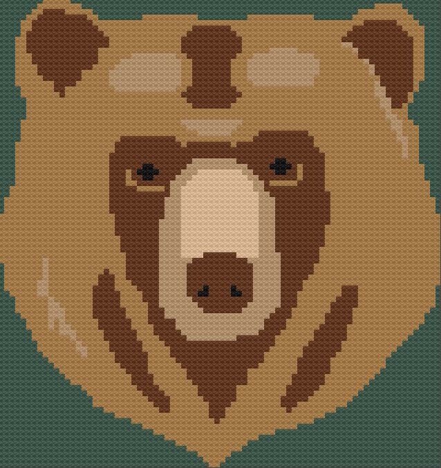 Bear Head Afghan, C2C Crochet Pattern