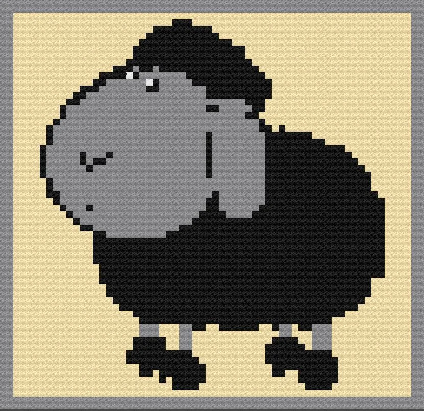 Black Sheep Baby Afghan, C2C Crochet Pattern