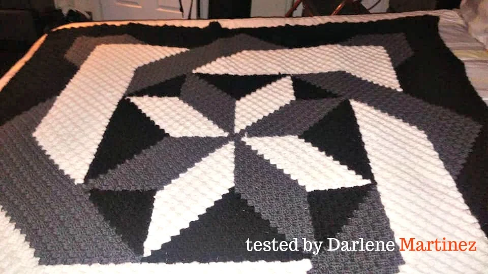 Blocked Star Quilt Afghan, C2C Crochet Pattern