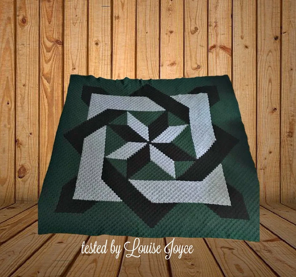 Blocked Star Quilt Afghan, C2C Crochet Pattern