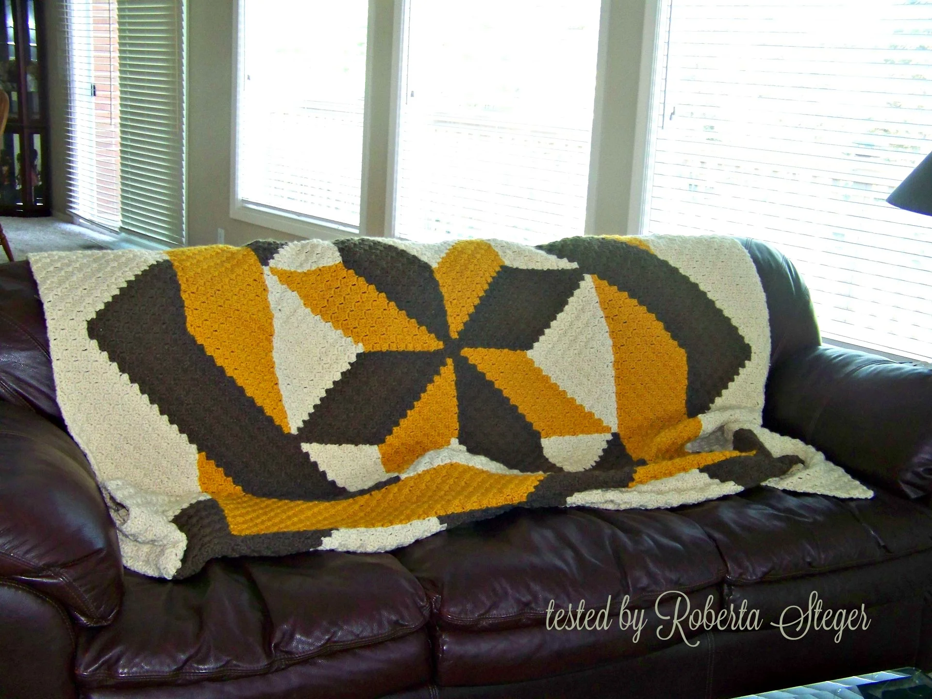 Blocked Star Quilt Afghan, C2C Crochet Pattern