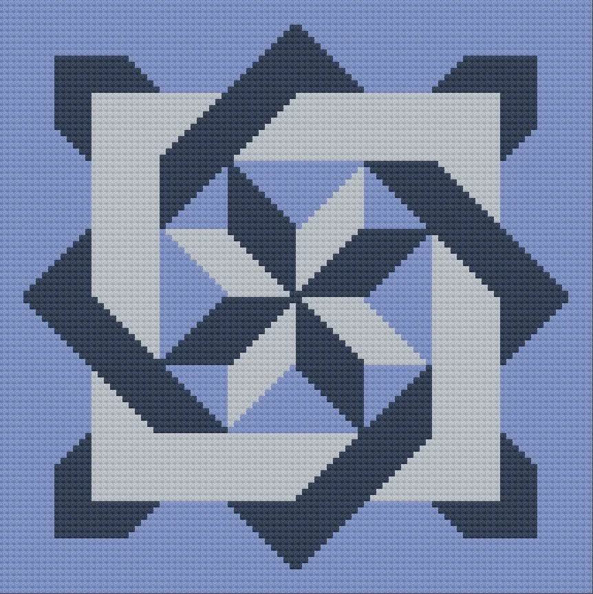 Blocked Star Quilt Afghan, C2C Crochet Pattern