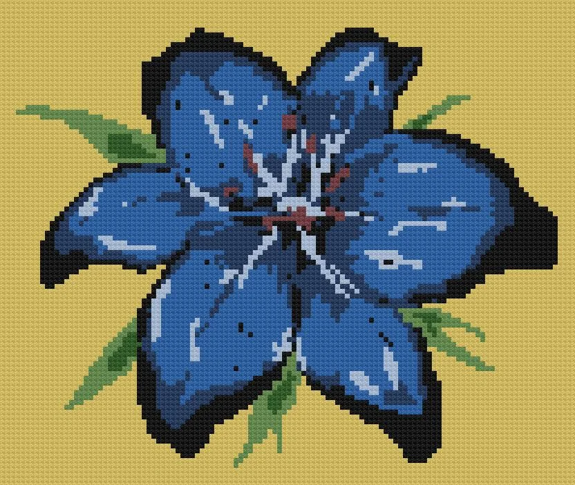 Blue Stargazer Lily Afghan, C2C Crochet Pattern