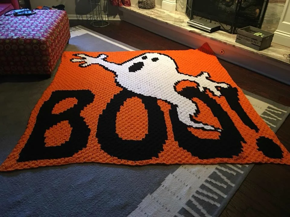 BOO Halloween Ghost Afghan, C2C Crochet Pattern boo-halloween-ghost-afghan-c2c-crochet-pattern