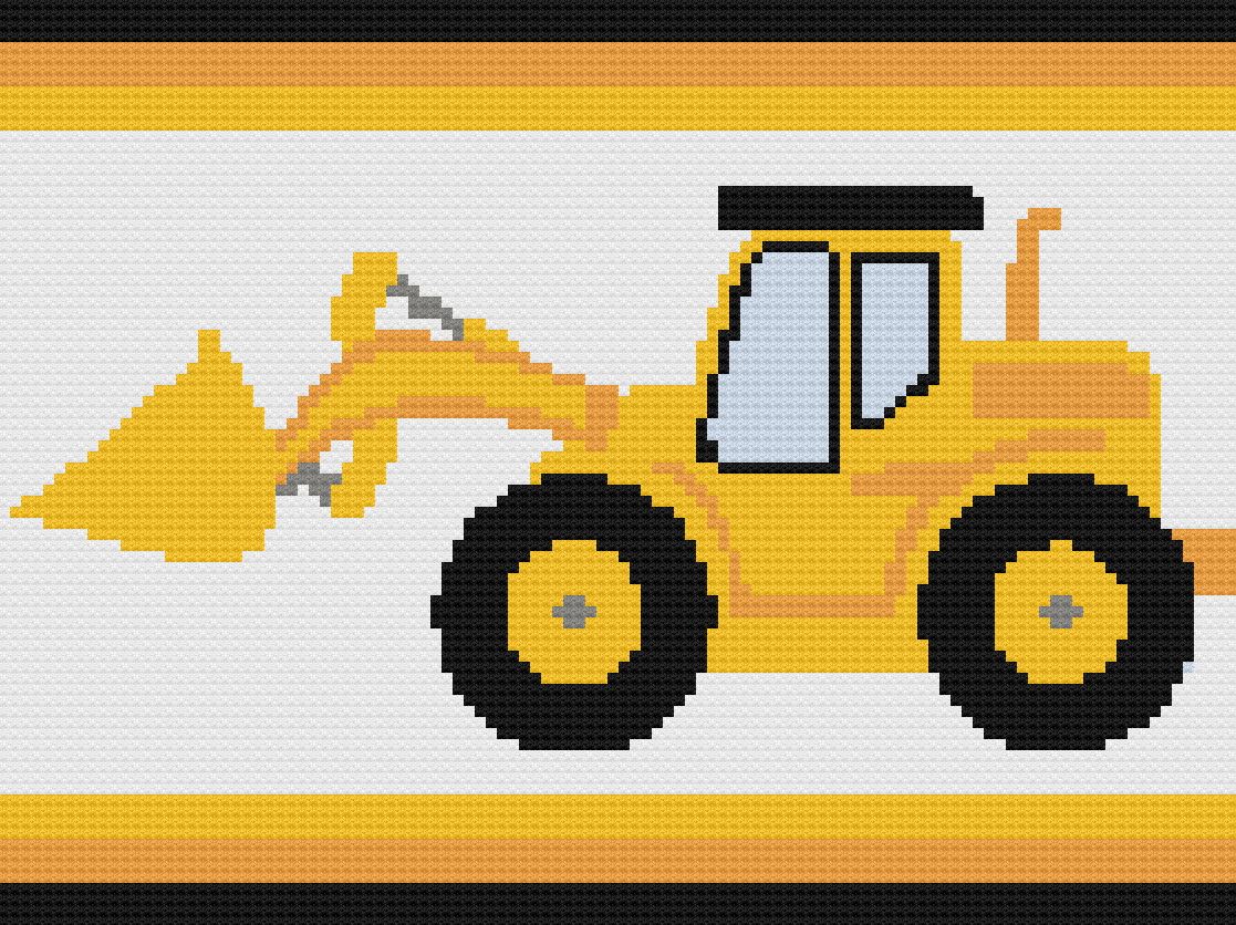Bulldozer Twin Size Afghan, C2C Crochet Pattern