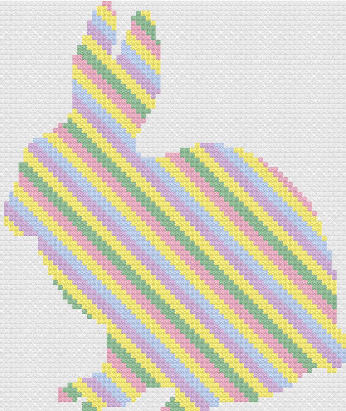 Bunny Stripe Silhouette Afghan, C2C Crochet Pattern