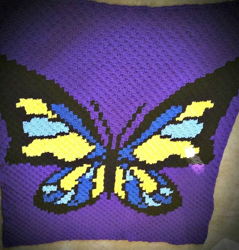 Butterfly Jewel Afghan, C2C Crochet Pattern