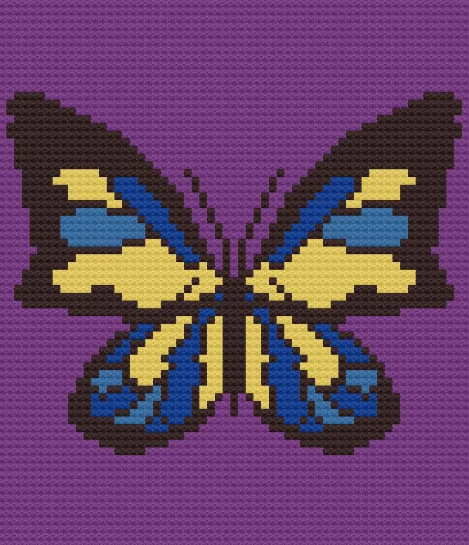 Butterfly Jewel Afghan, C2C Crochet Pattern