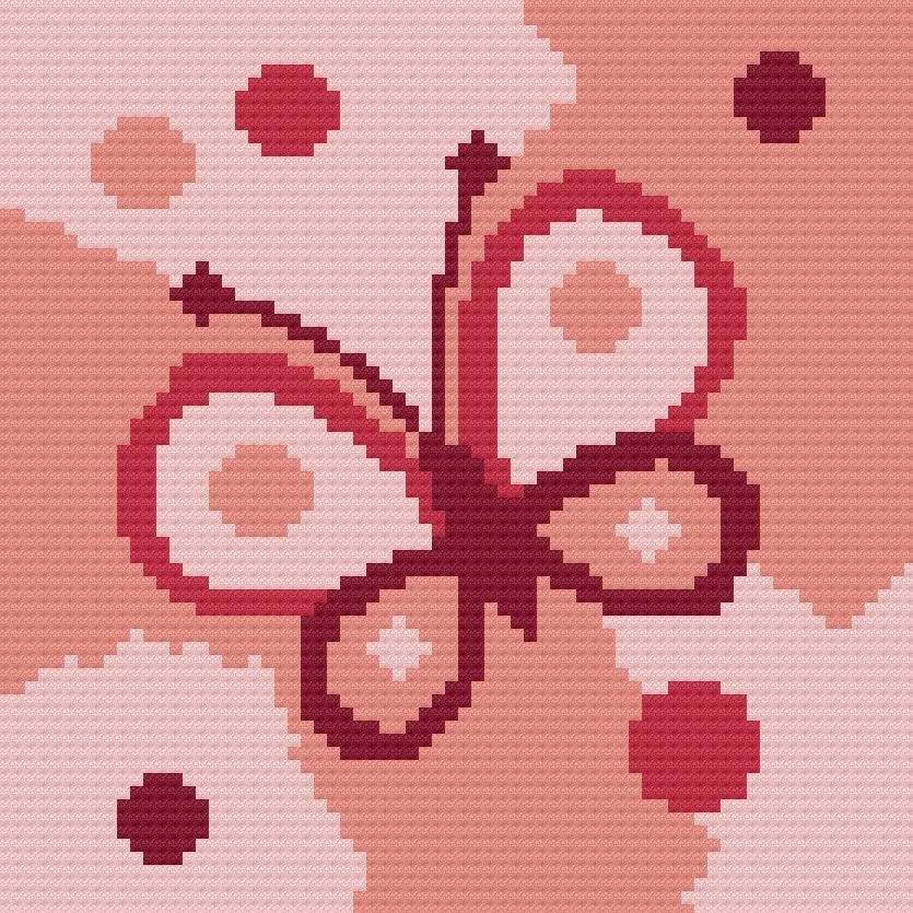 Baby Butterfly in Pinks Afghan, C2C Crochet Pattern
