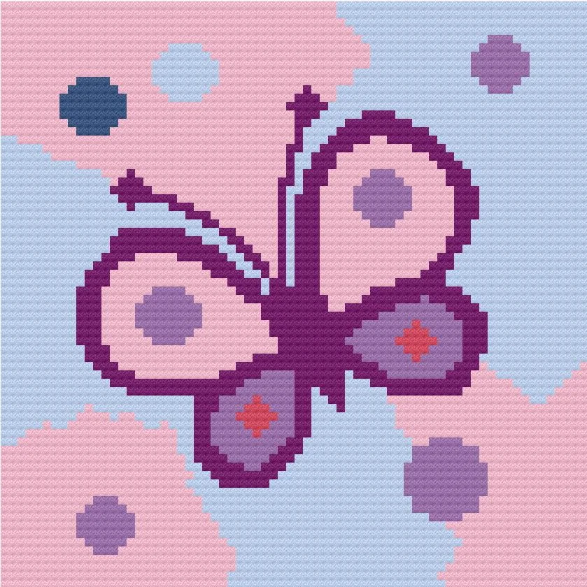 Baby Butterfly Afghan, C2C Crochet Pattern