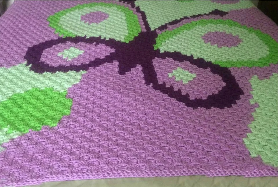Butterfly Kids Afghan, C2C Crochet Pattern