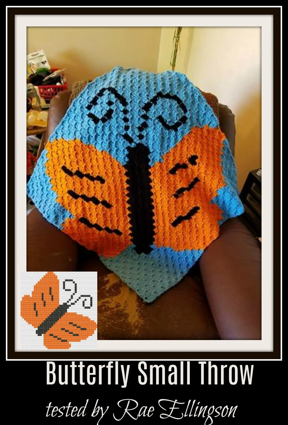 Butterfly Small Afghan, C2C Crochet Pattern
