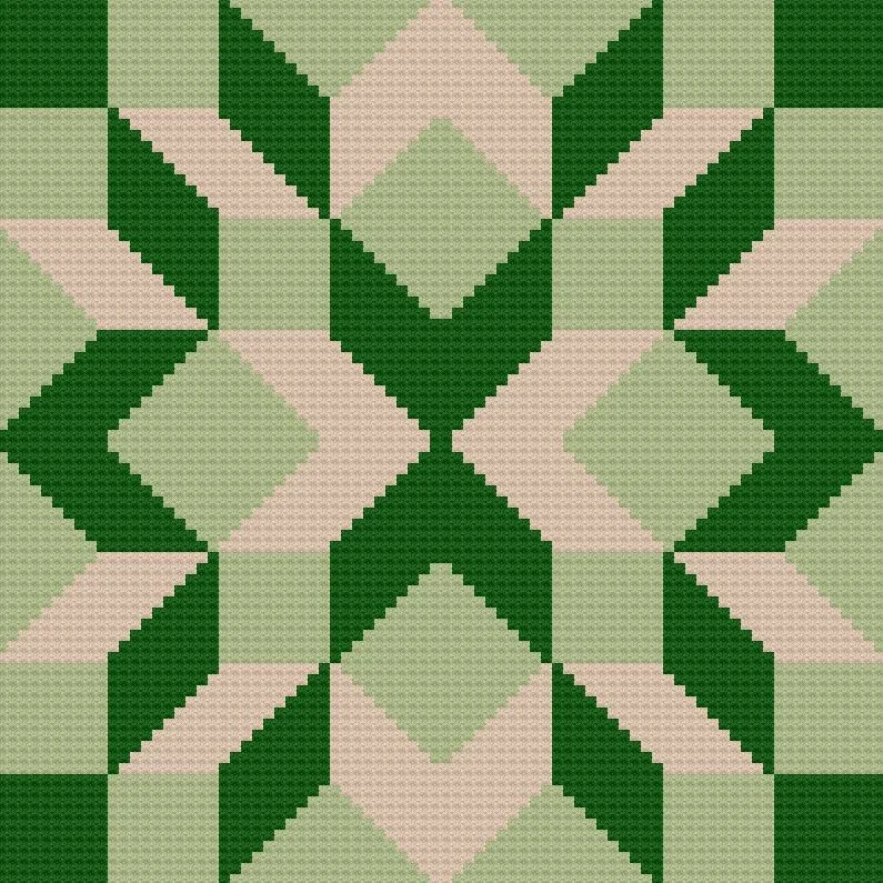 Carpenter Wheel Afghan in Greens, C2C Crochet Pattern