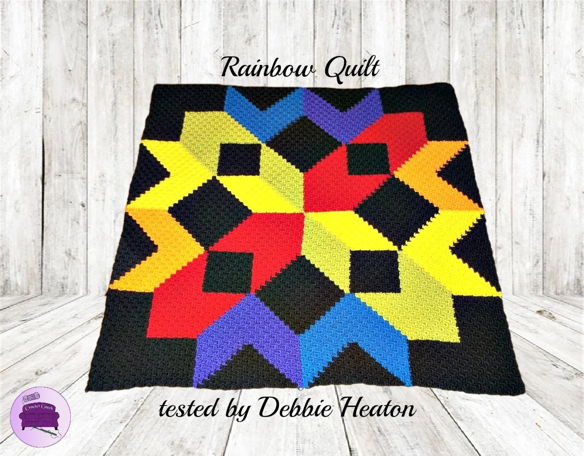 Rainbow Quilt Afghan, C2C Crochet Pattern