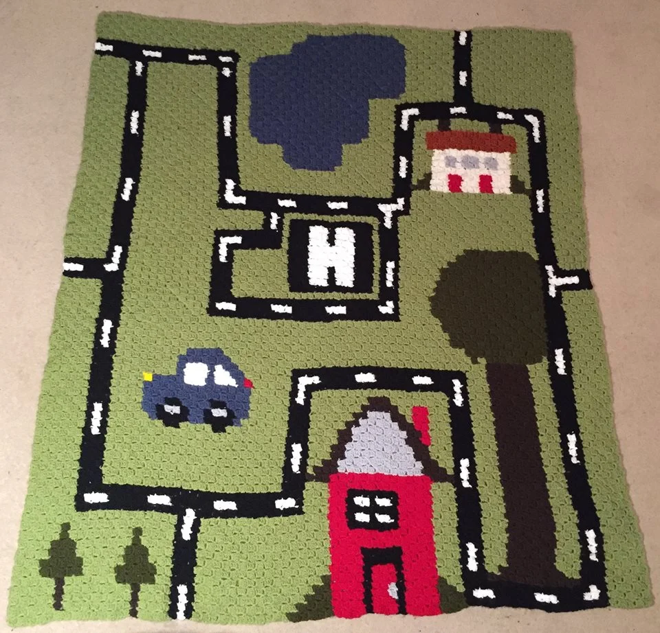 Child Playmat Afghan, C2C Crochet Pattern
