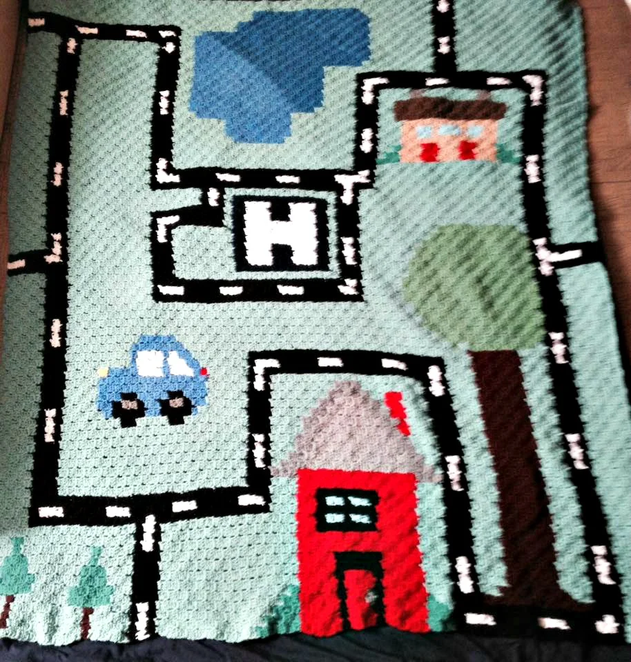 Child Playmat Afghan, C2C Crochet Pattern