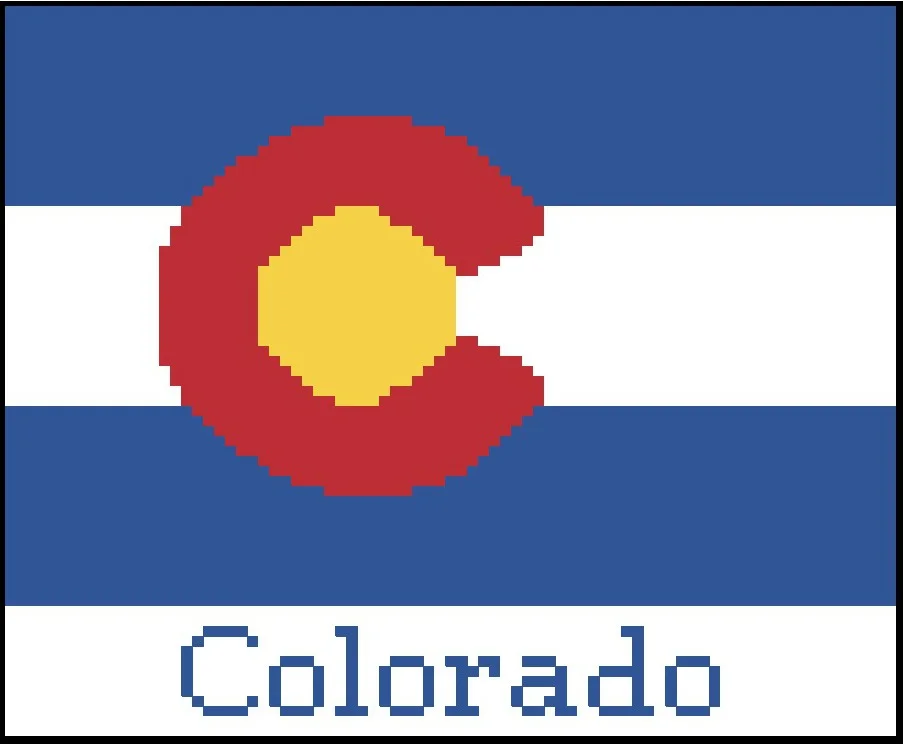 Colorado Flag Afghan with Banner, C2C Crochet Pattern