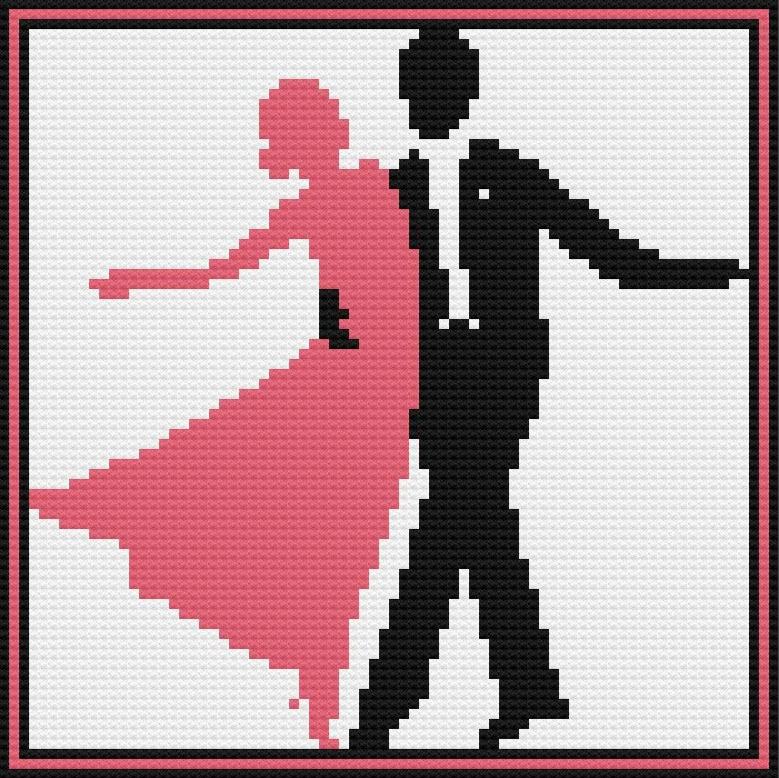 Dancing Couple Afghan C2C Crochet Pattern