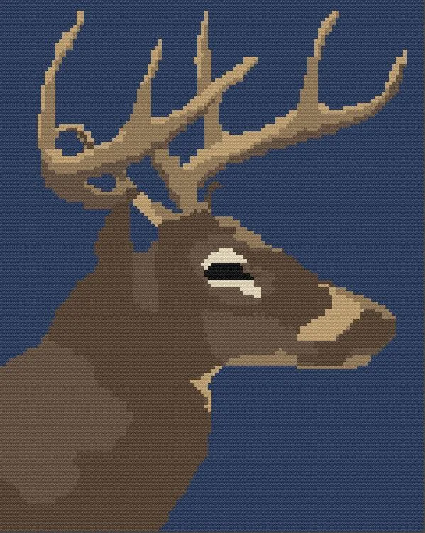 Deer At Night Afghan, C2C Crochet Pattern