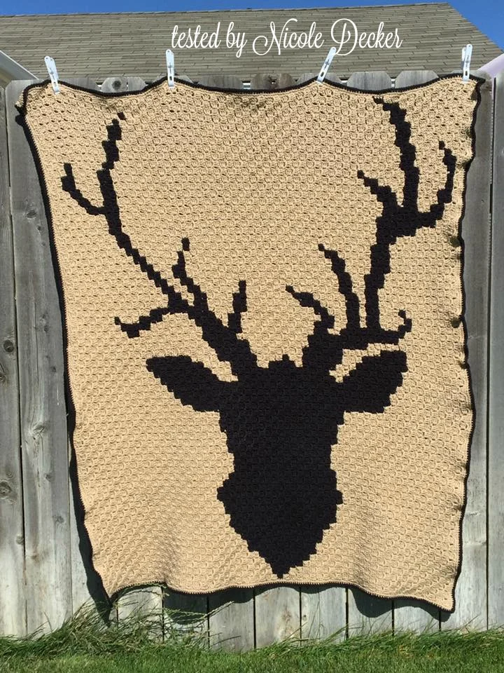 Deer Afghan, Ecru and Brown, C2C Crochet Pattern