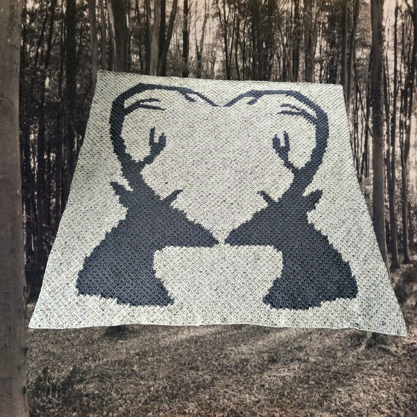 Deer Love Afghan, Queen Size, C2C Crochet Pattern