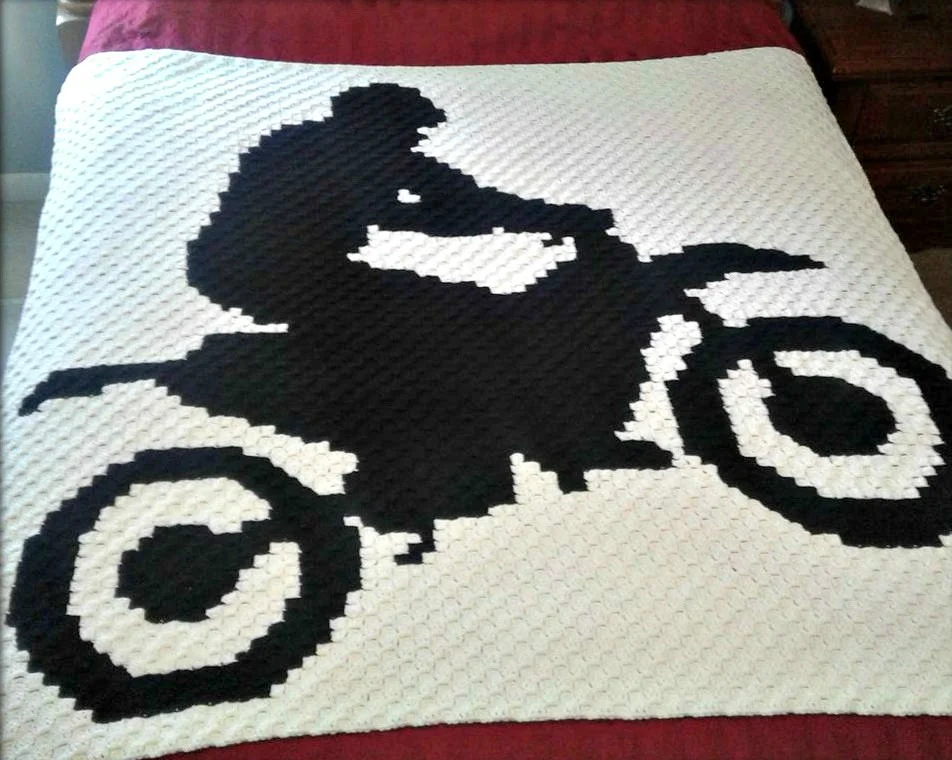 Dirt Bike Afghan, C2C Crochet Pattern