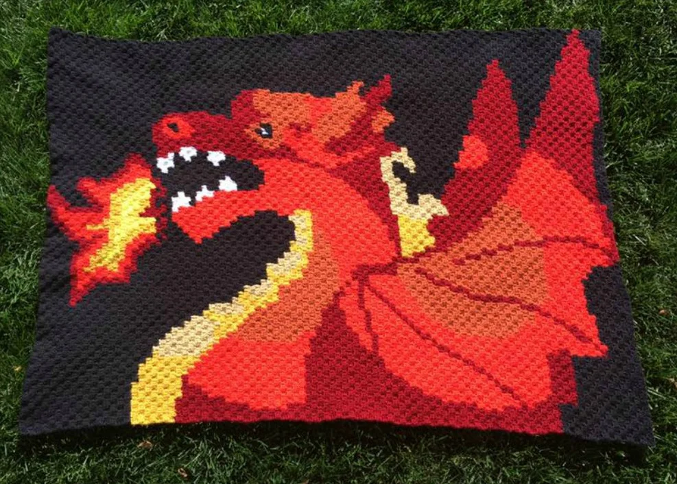 Dragon Afghan, C2C Crochet Pattern