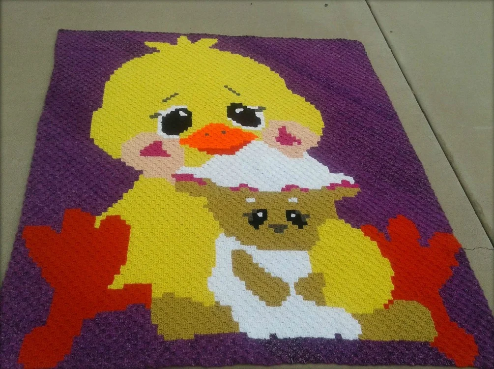 Duck and Lamb Kids Afghan, C2C Crochet Pattern