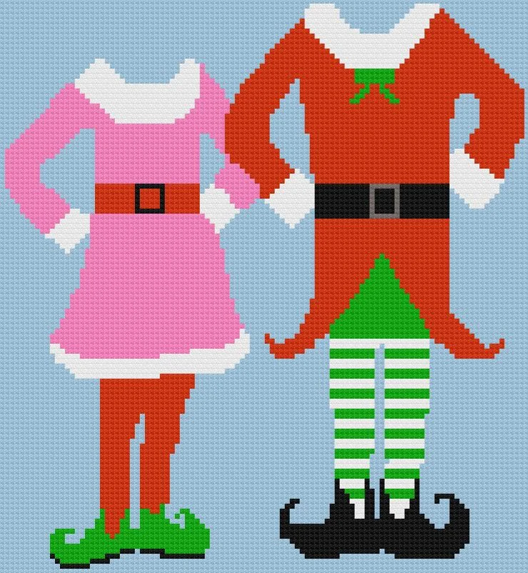 Elf Couple Afghan, C2C Crochet Pattern