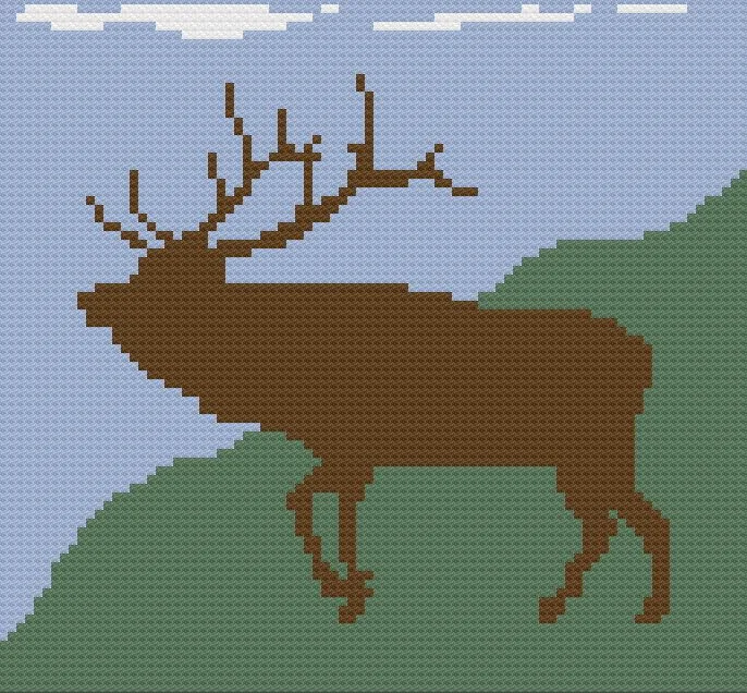 Elk Afghan, C2C Crochet Pattern