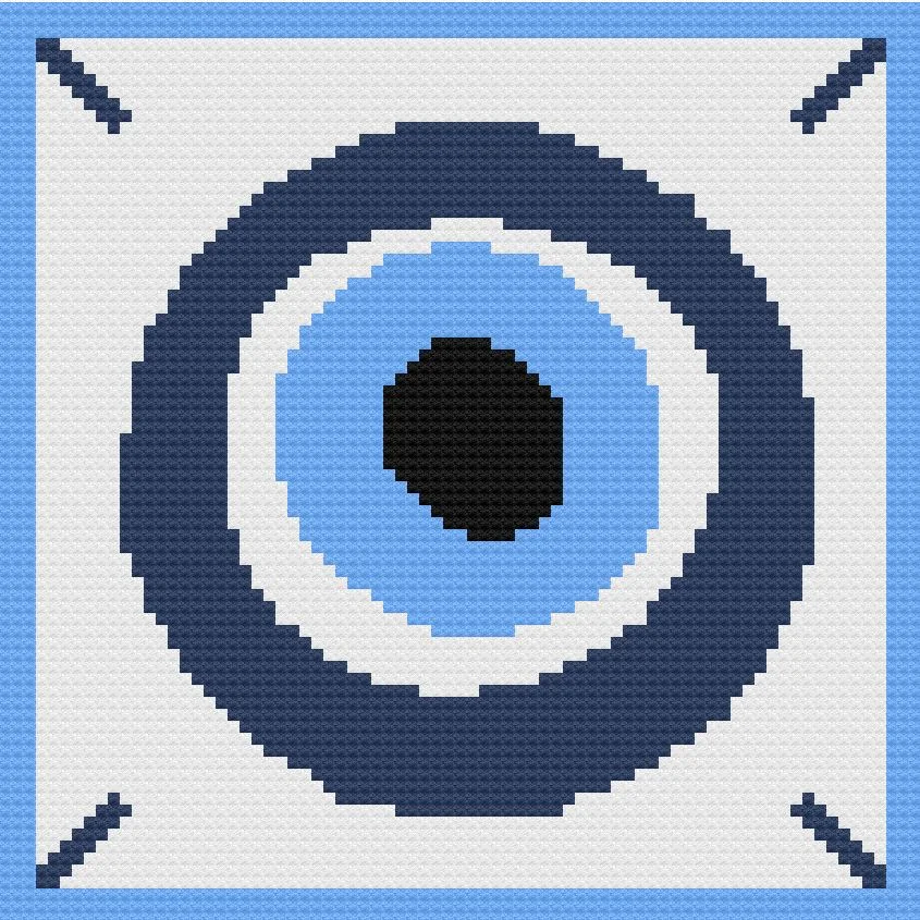 Evil Eye Afghan, C2C Crochet Pattern