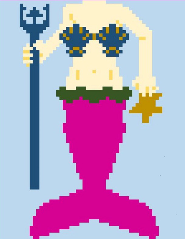 Mermaid Kids Afghan, with Trident, C2C Crochet Pattern