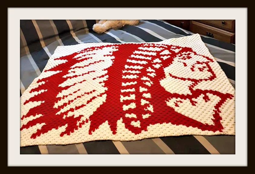 Indian Chief Afghan, 2 Color, C2C Crochet Pattern